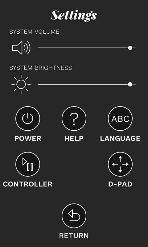 The settings on the handheld device.