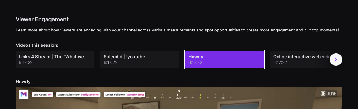 V2 addition of video session tabs at the top of the tool.
